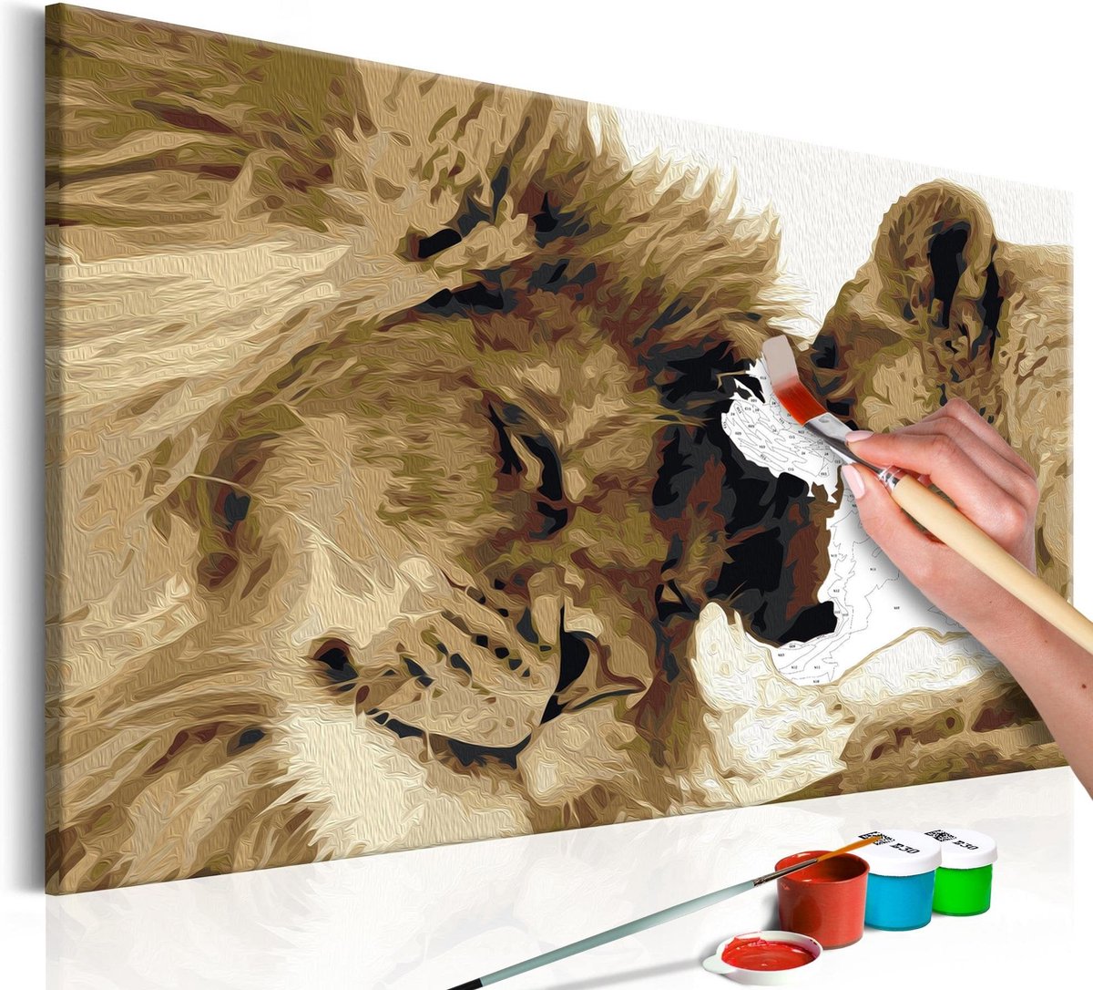 Doe-het-zelf op canvas schilderen - Lions In Love