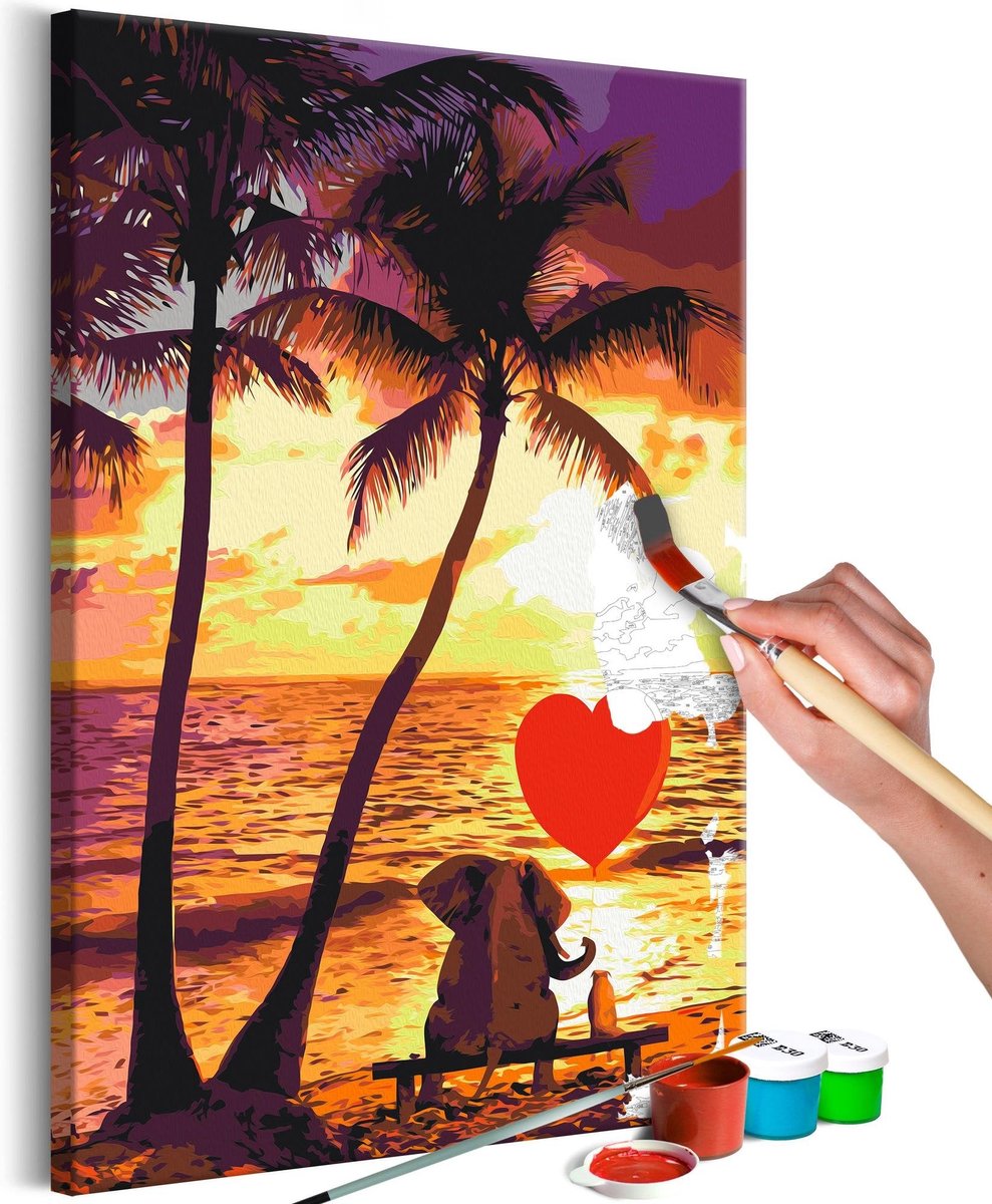 Doe-het-zelf op canvas schilderen - Love and Sunset