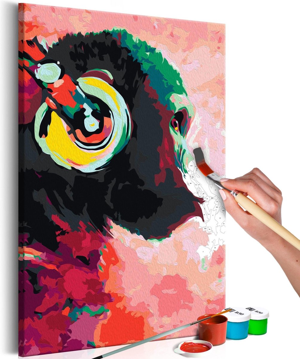 Doe-het-zelf op canvas schilderen - Monkey In Headphones