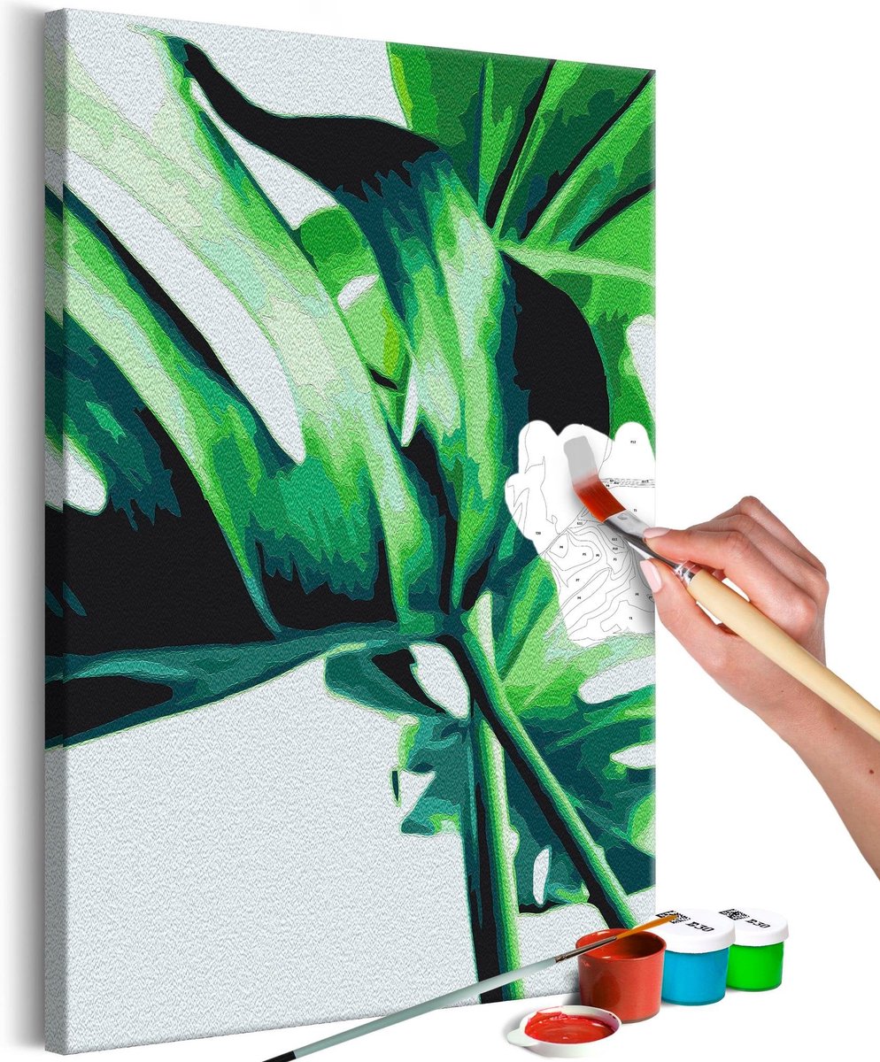 Doe-het-zelf op canvas schilderen - Monstera Adansonii