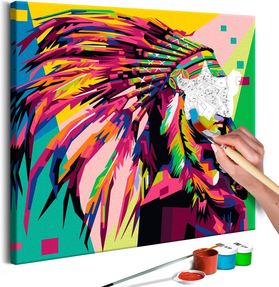 Doe-het-zelf op canvas schilderen - Native American (Plume)