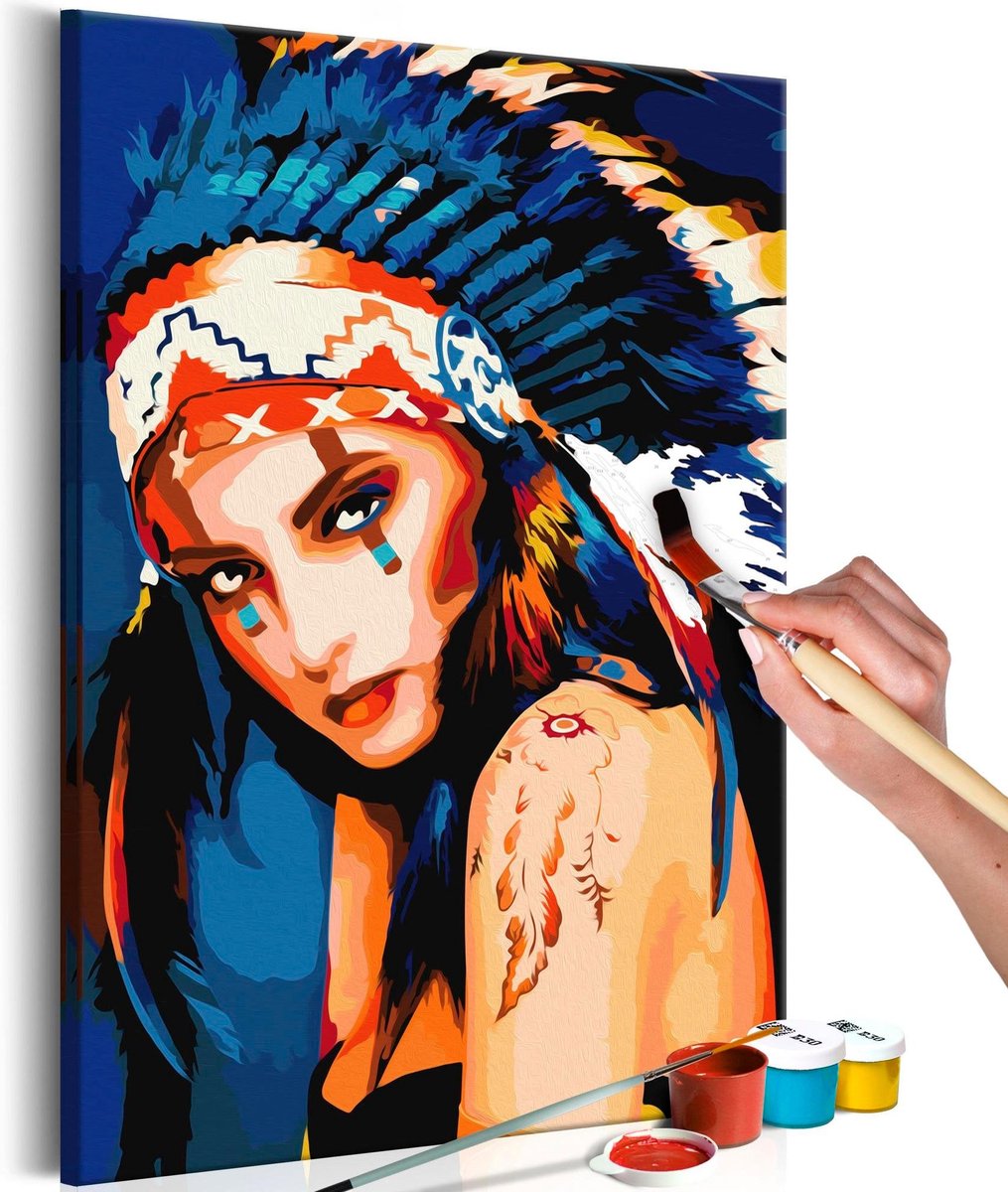 Doe-het-zelf op canvas schilderen - Native American Girl