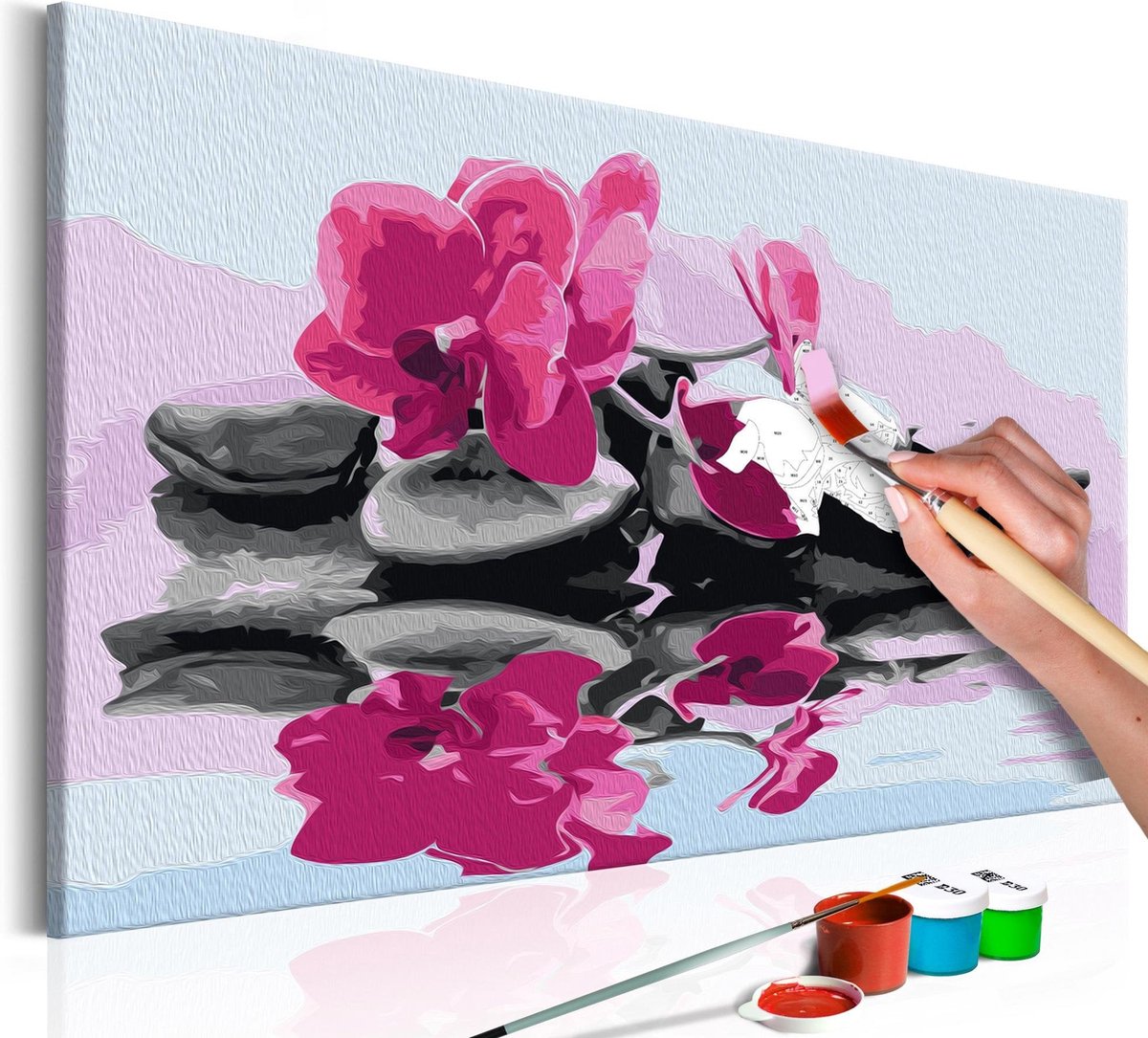 Doe-het-zelf op canvas schilderen - Orchid With Zen Stones (Reflection In The Water)