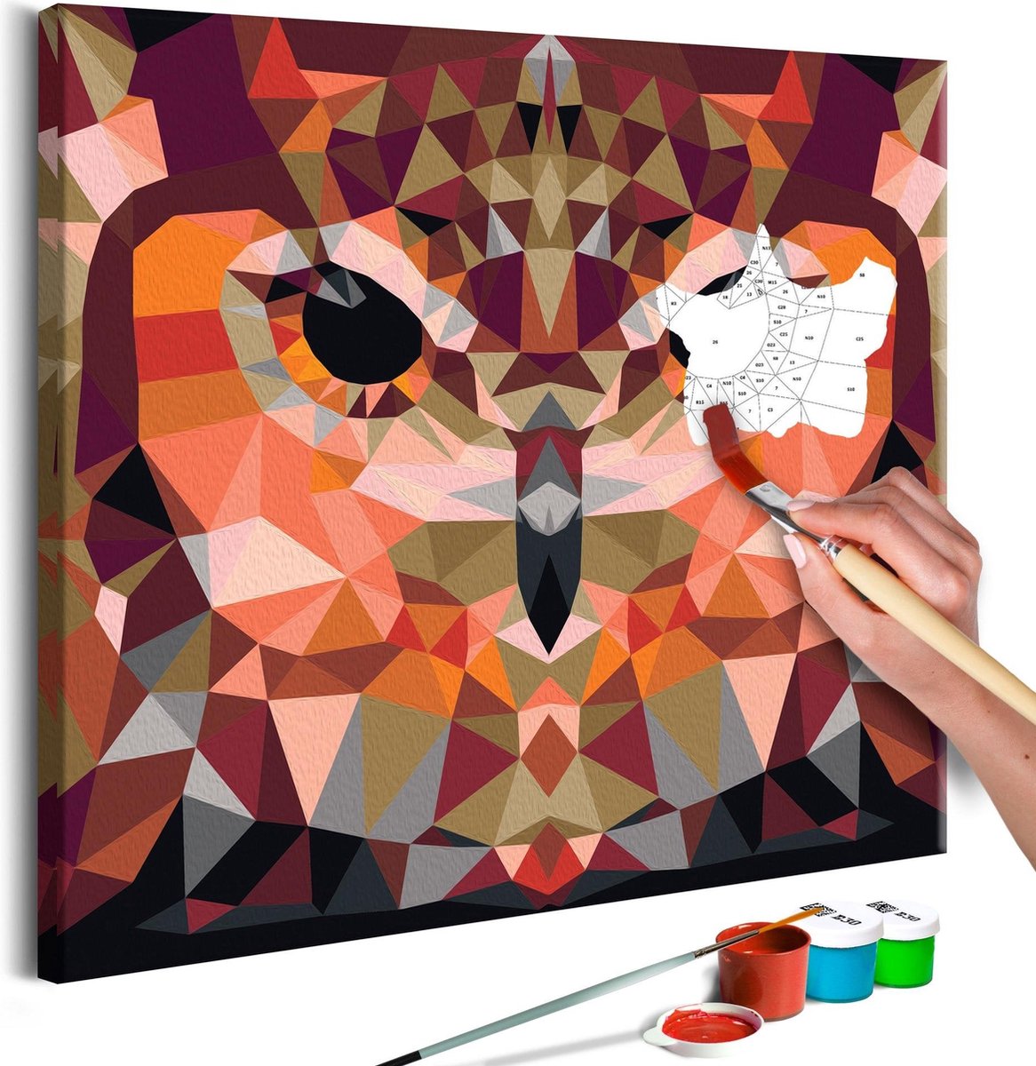 Doe-het-zelf op canvas schilderen - Owl (Geometrical)