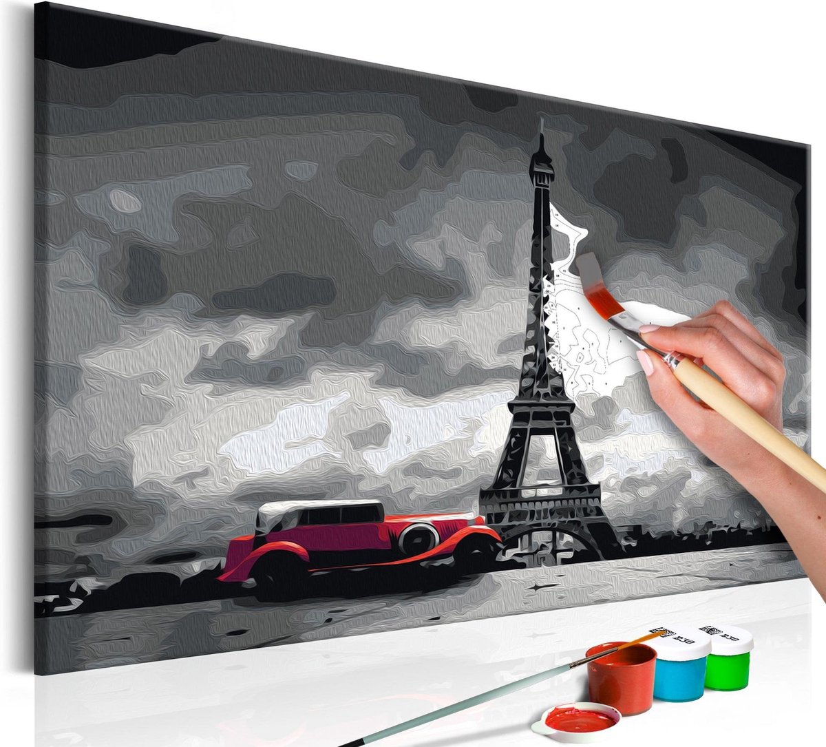 Doe-het-zelf op canvas schilderen - Paris (Red Limousine)