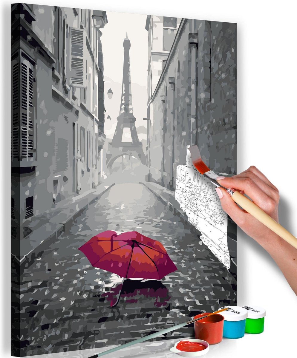 Doe-het-zelf op canvas schilderen - Paris (Red Umbrella)