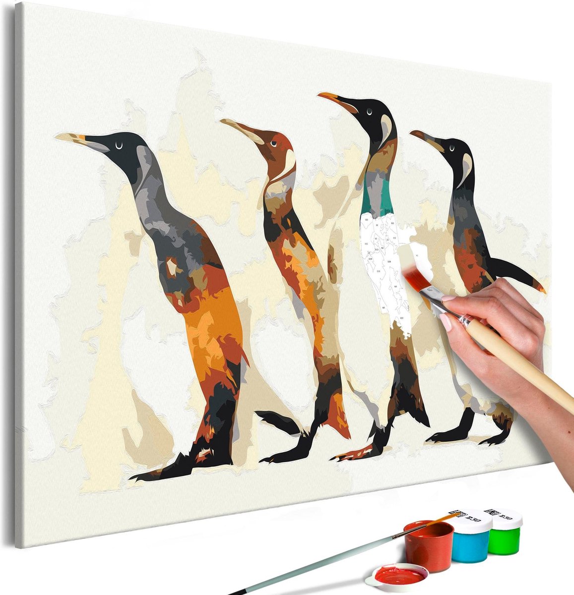 Doe-het-zelf op canvas schilderen - Penguin Family