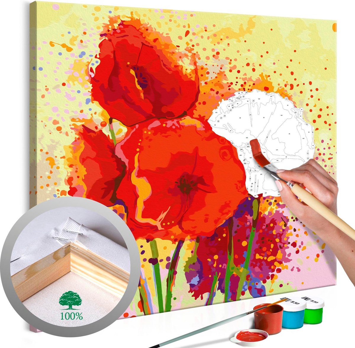 Doe-het-zelf op canvas schilderen - Poppies (modern)