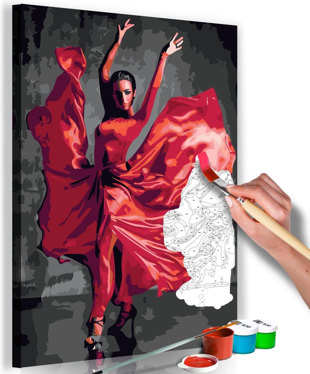 Doe-het-zelf op canvas schilderen - Red Dress