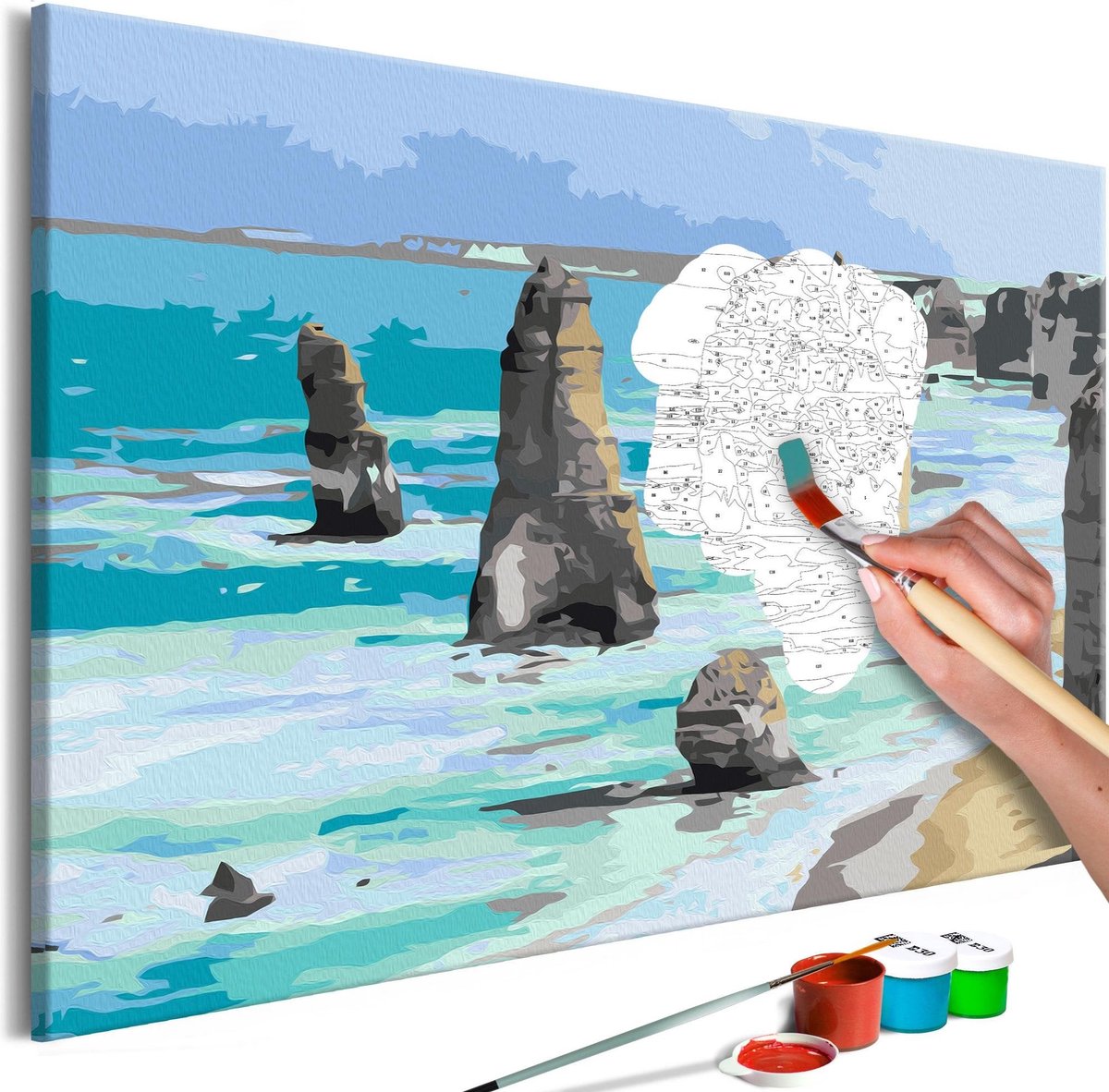 Doe-het-zelf op canvas schilderen - Rocks in the Sea