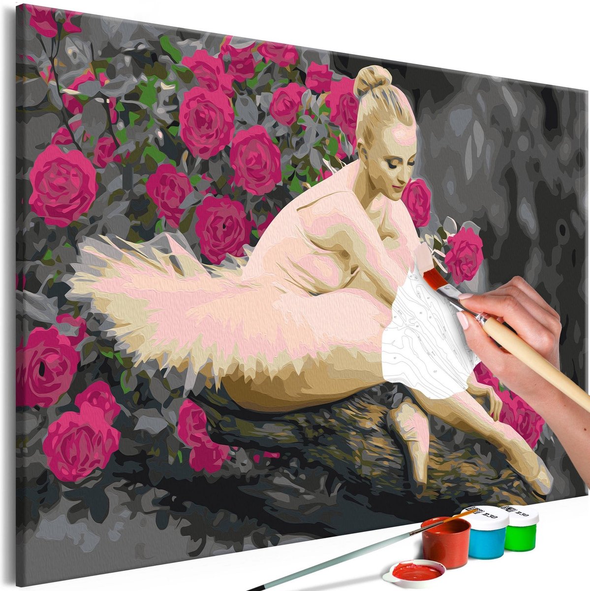 Doe-het-zelf op canvas schilderen - Rose Ballerina