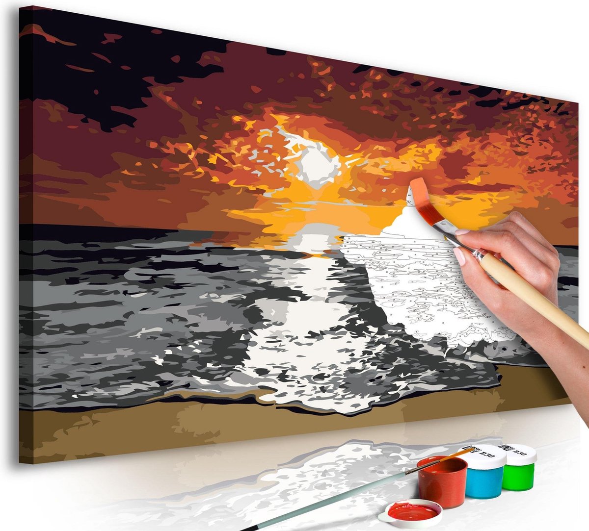 Doe-het-zelf op canvas schilderen - Sea (Sky In Flames)