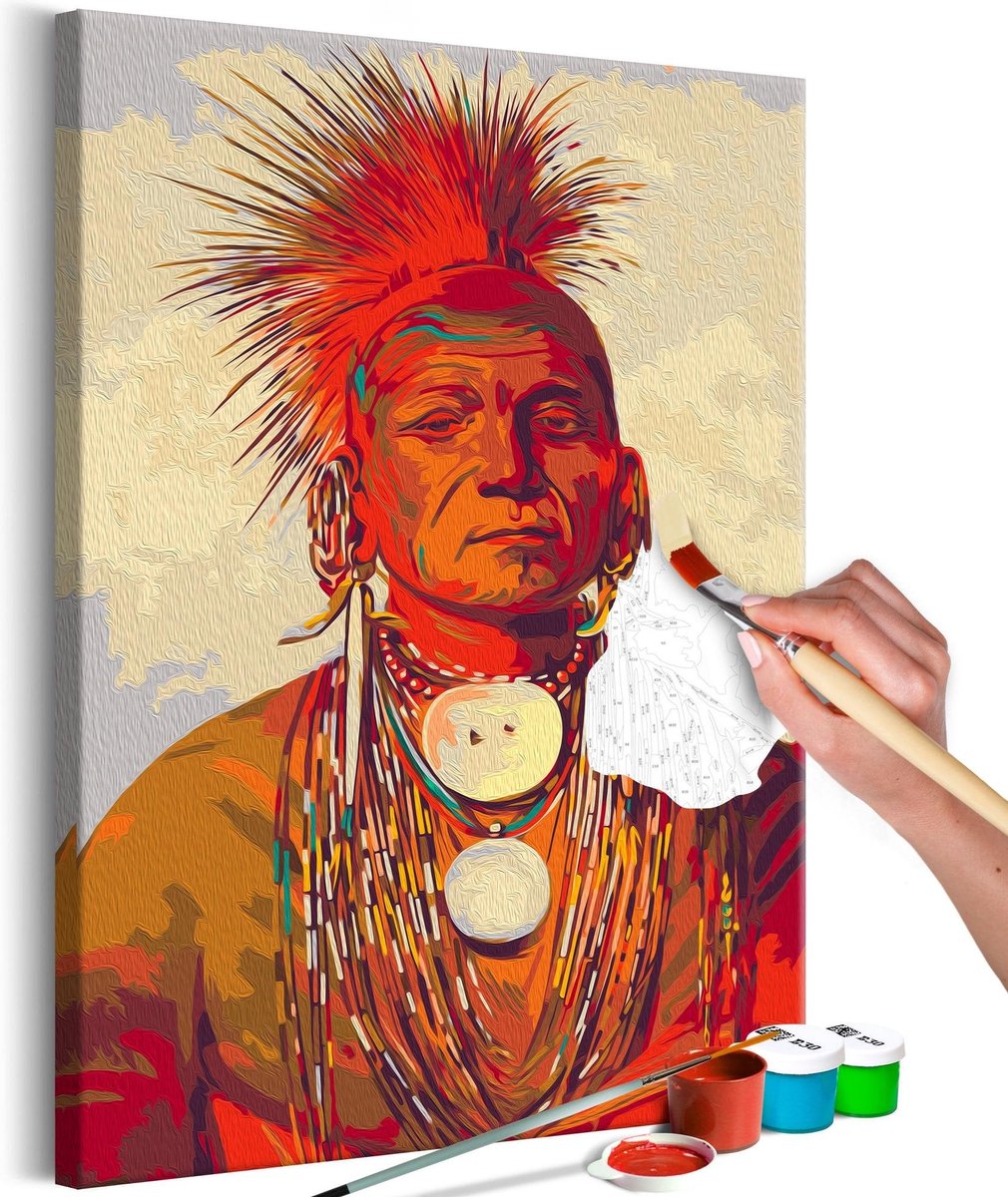 Doe-het-zelf op canvas schilderen - See-non-ty-a, an Iowa Medicine Man