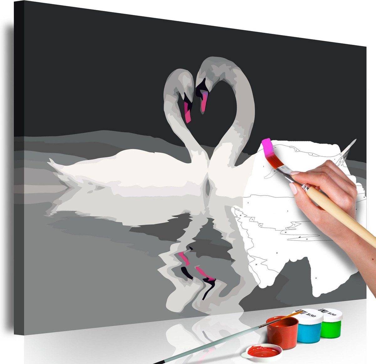 Doe-het-zelf op canvas schilderen - Swan Couple