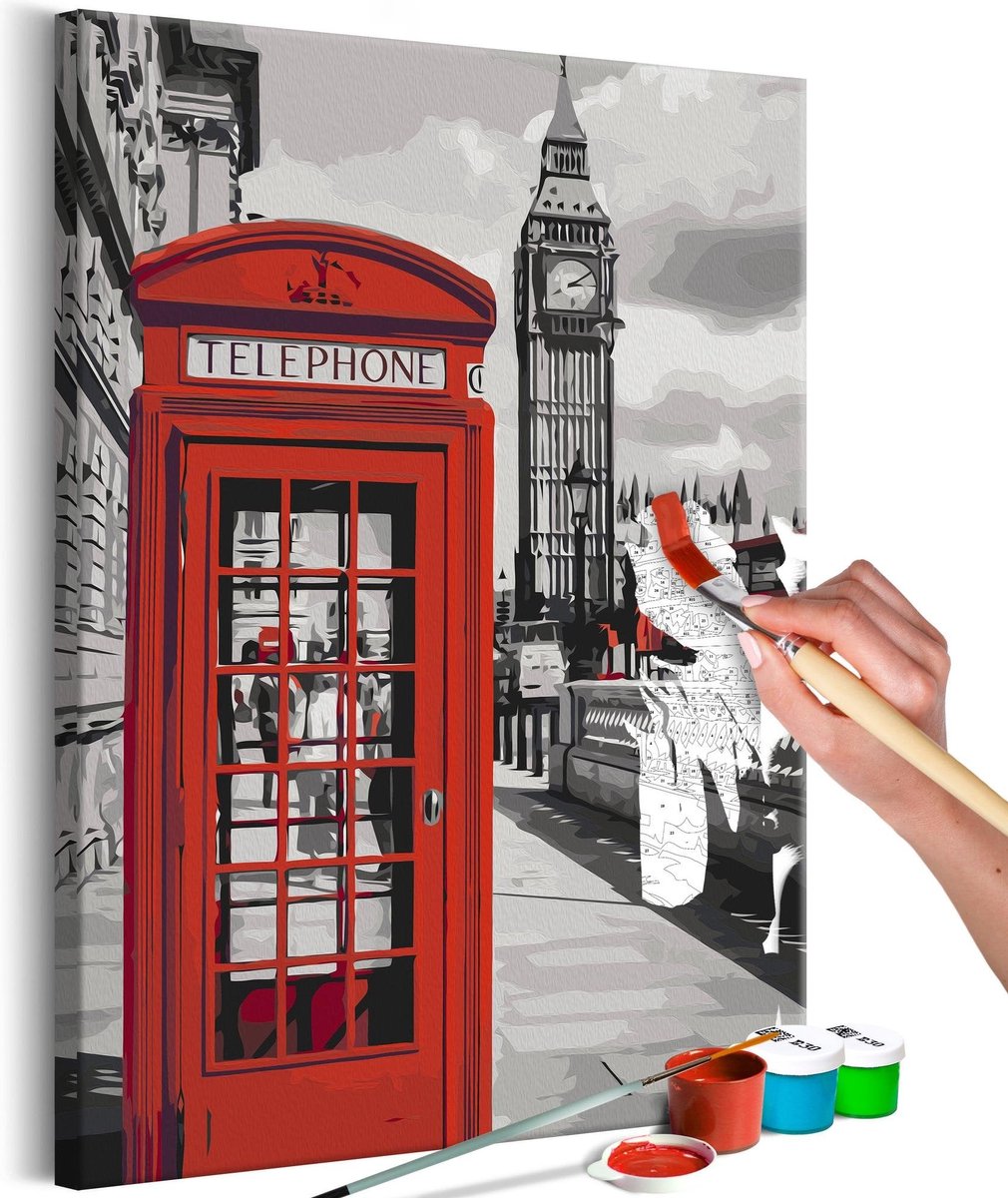 Doe-het-zelf op canvas schilderen - Telephone Booth