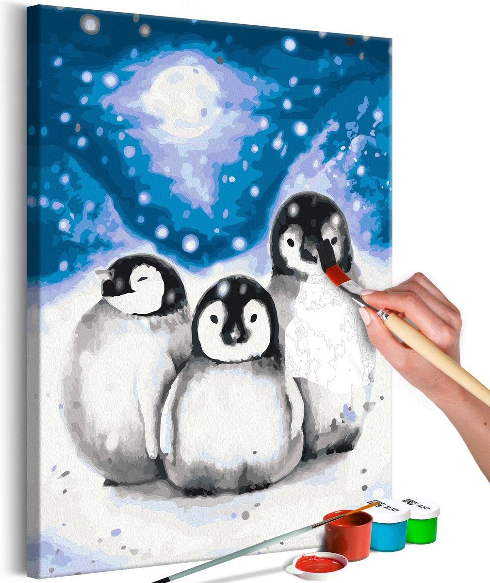 Doe-het-zelf op canvas schilderen - Three Penguins