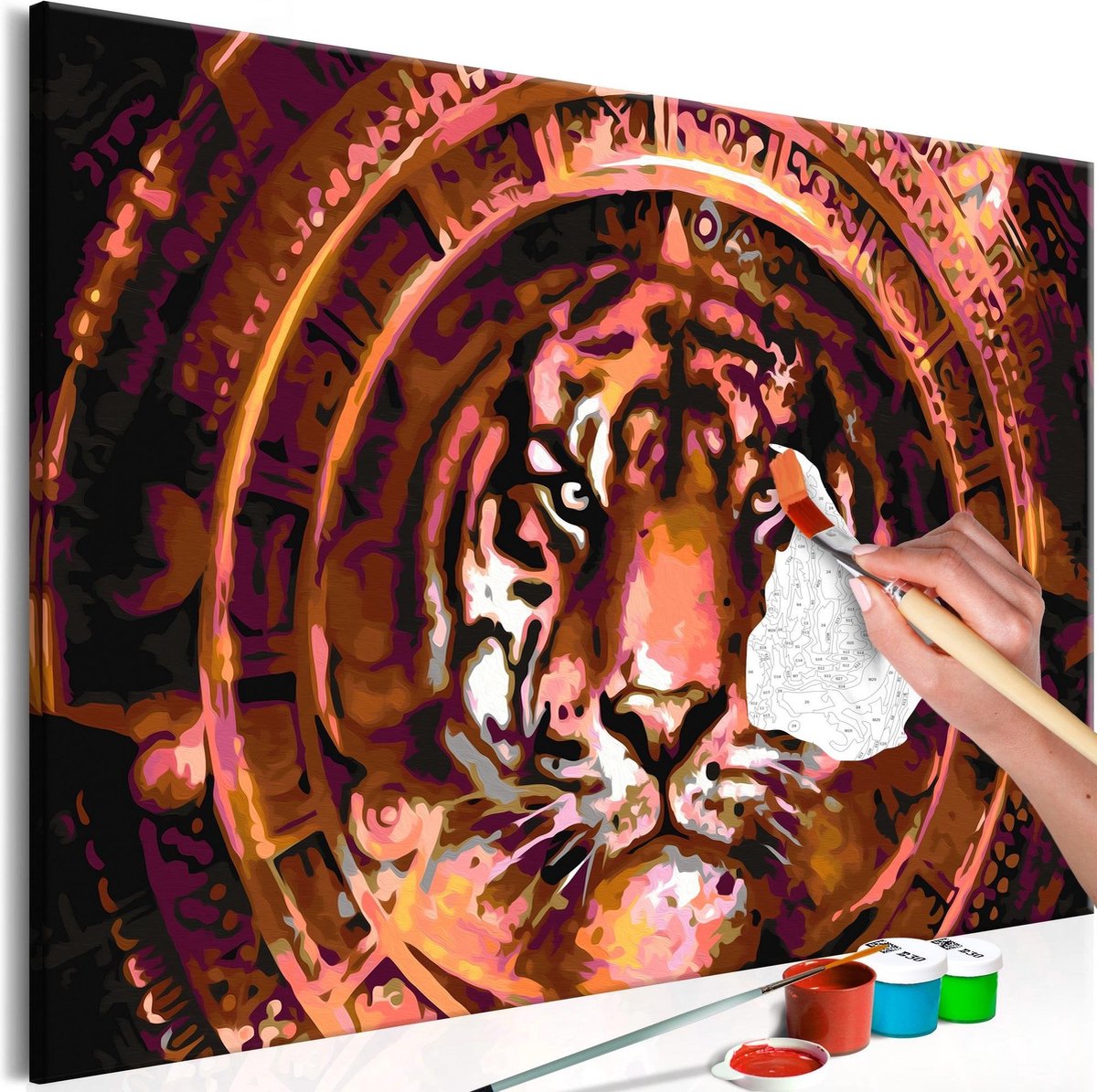 Doe-het-zelf op canvas schilderen - Tiger and Ornaments