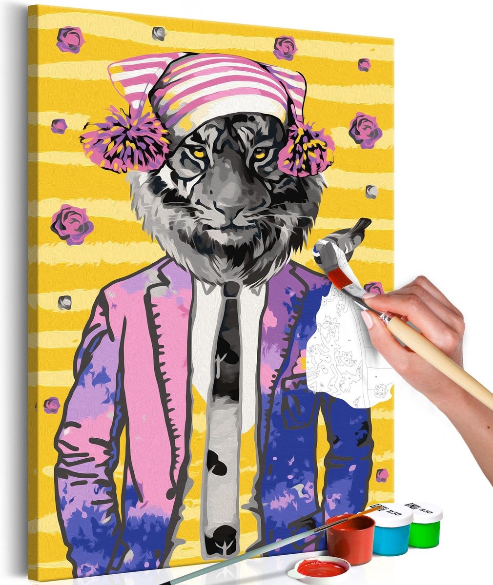 Doe-het-zelf op canvas schilderen - Tiger in Hat