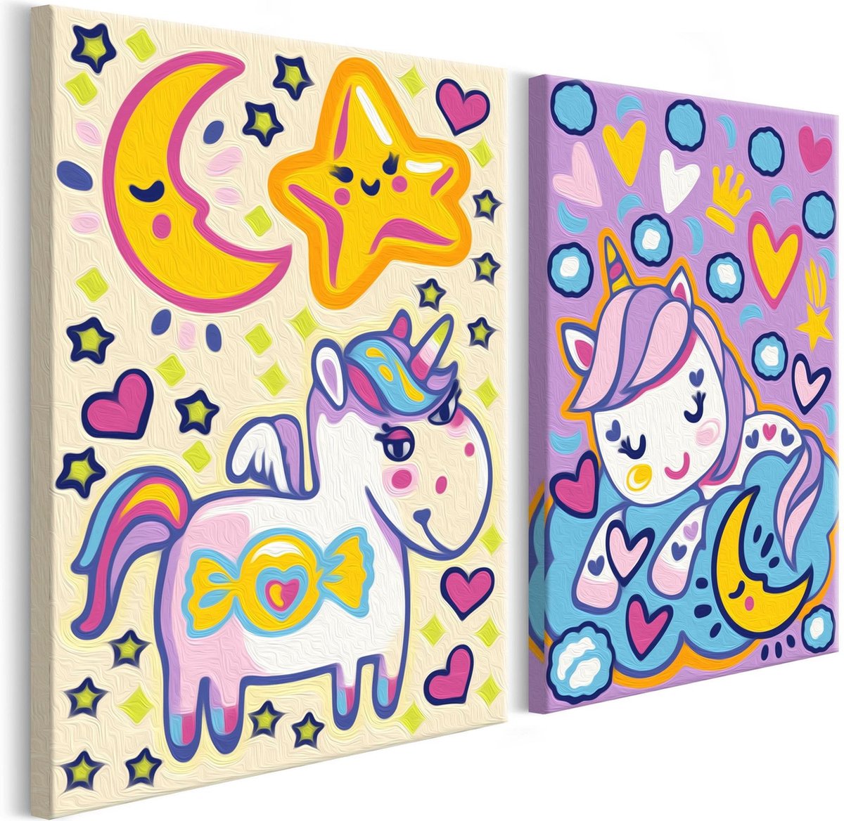 Doe-het-zelf op canvas schilderen - Unicorns (Good Morning & Good Night)