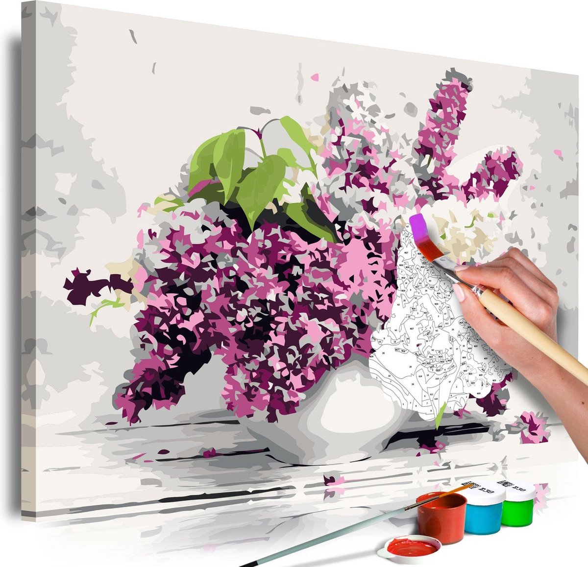 Doe-het-zelf op canvas schilderen - Vase and Flowers