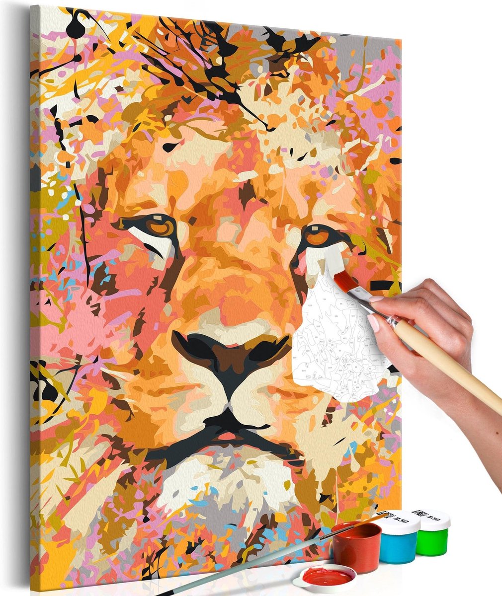 Doe-het-zelf op canvas schilderen - Watchful Lion