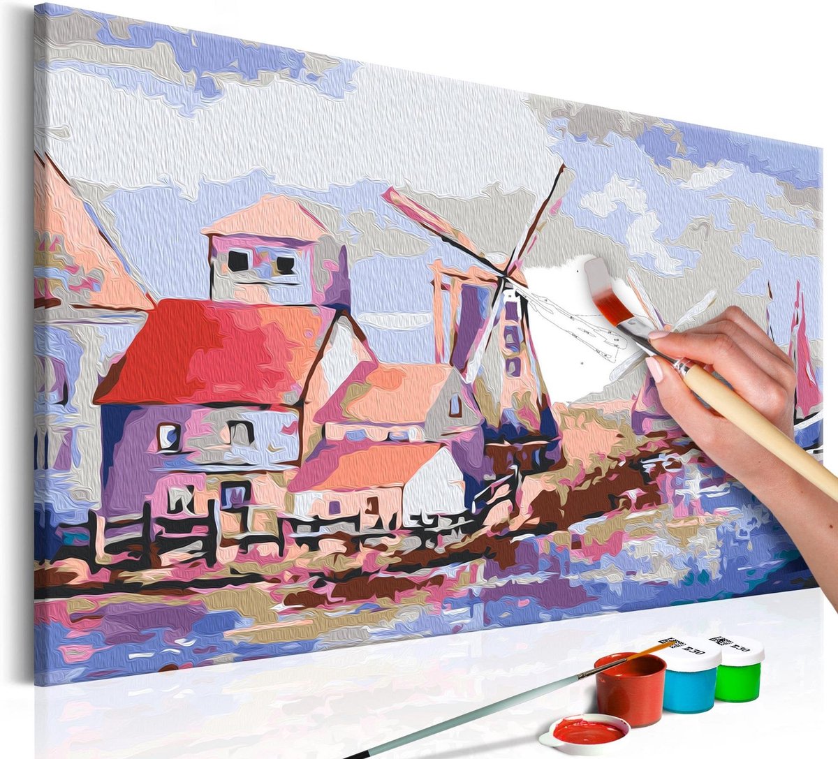 Doe-het-zelf op canvas schilderen - Windmills (Landscape)