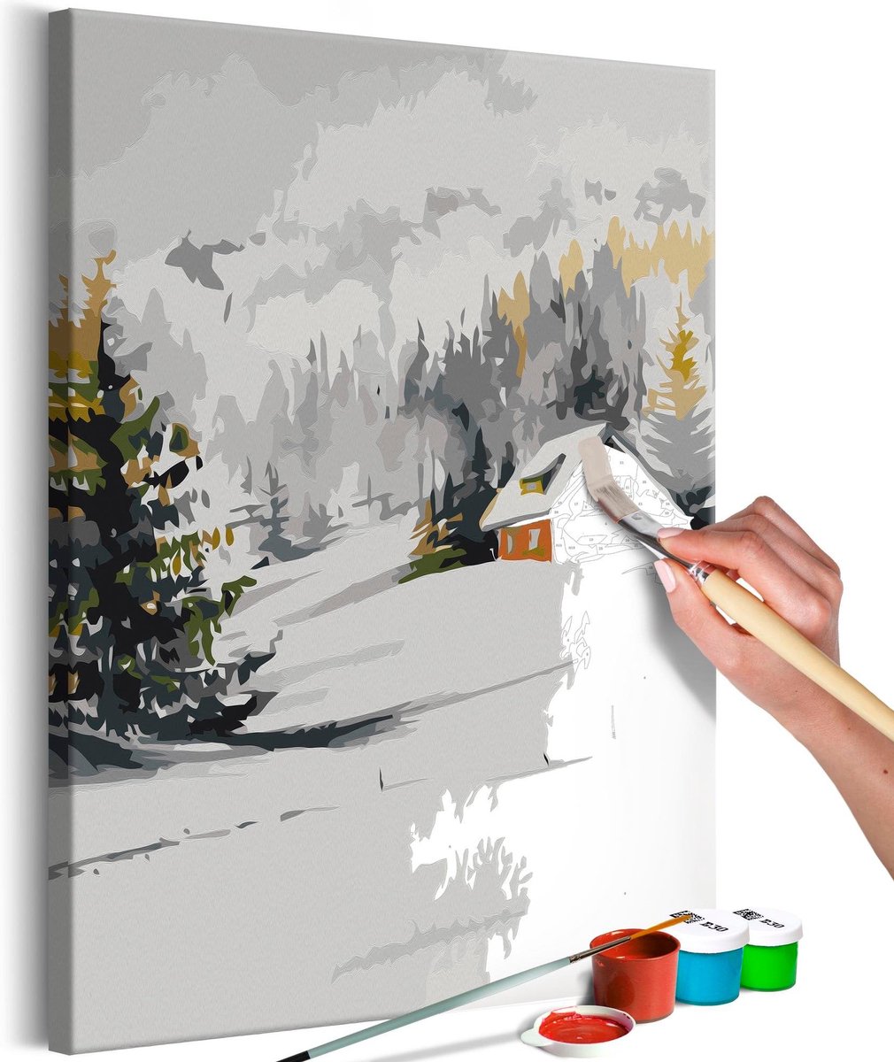 Doe-het-zelf op canvas schilderen - Winter Cottage