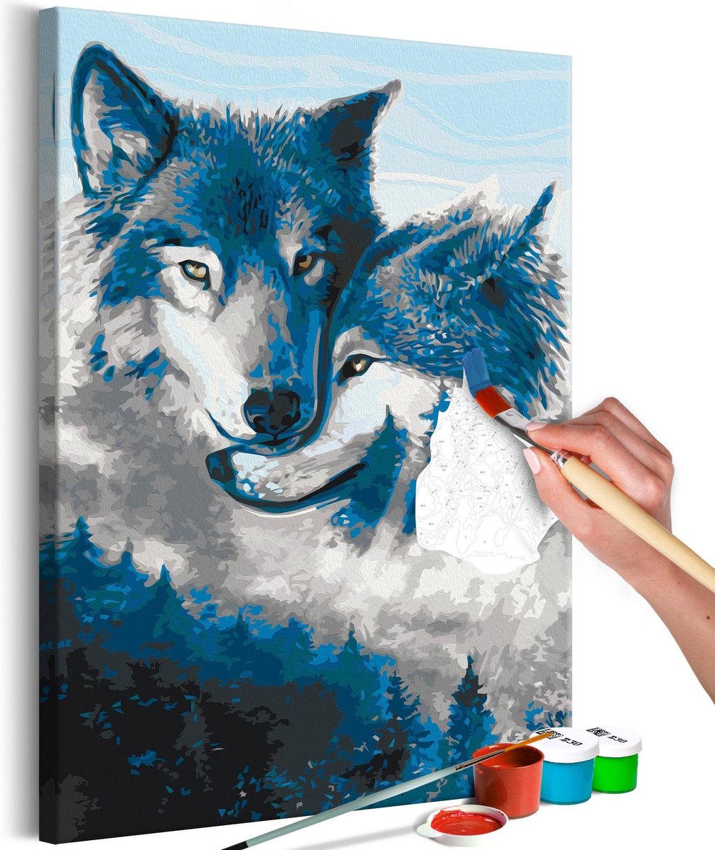 Doe-het-zelf op canvas schilderen - Wolves in Love