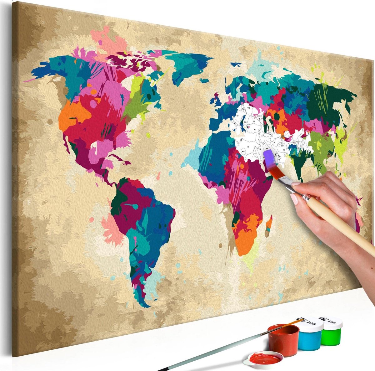 Doe-het-zelf op canvas schilderen - World Map (Colourful)