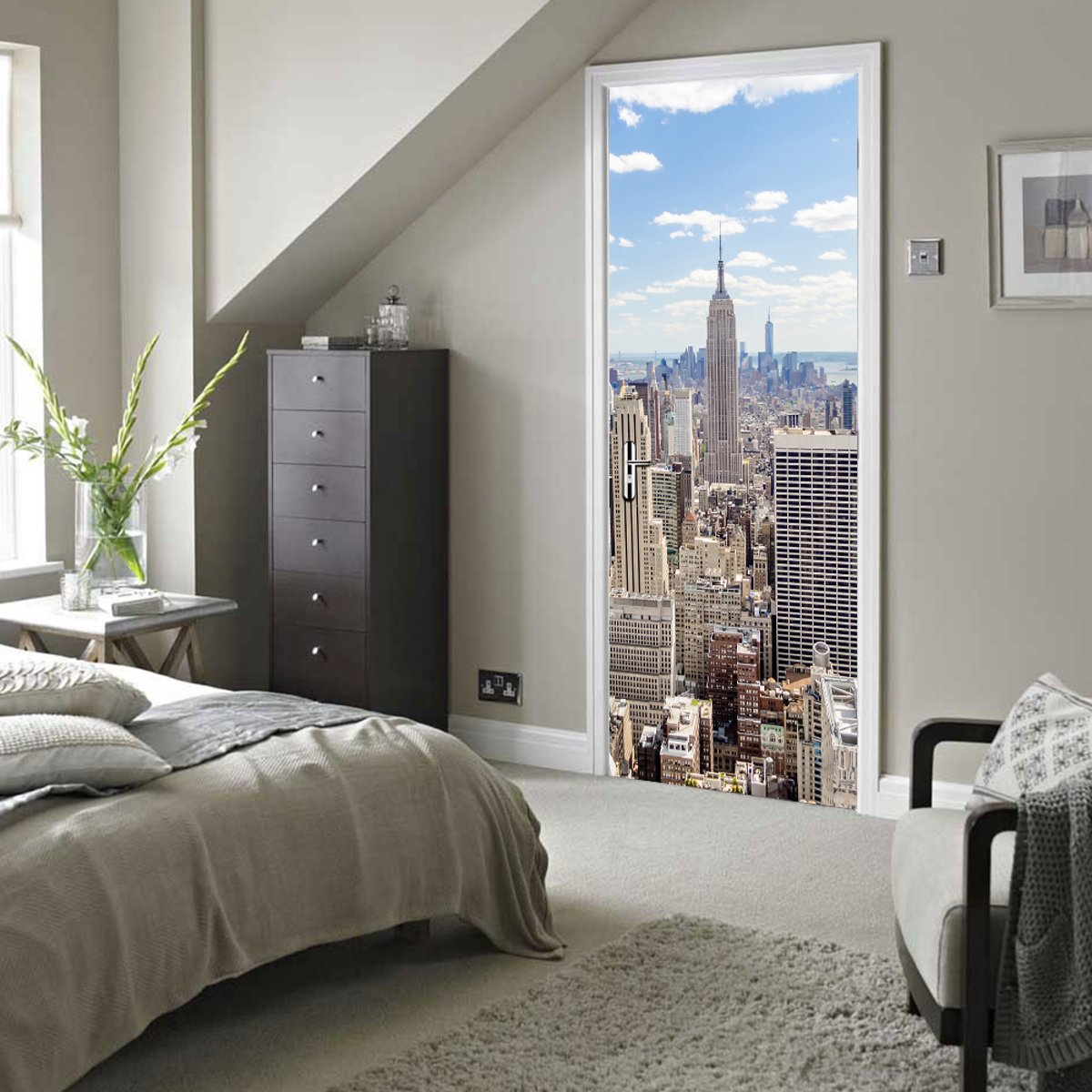 Walplus Deur Decoratie Sticker - Manhattan Uitzicht