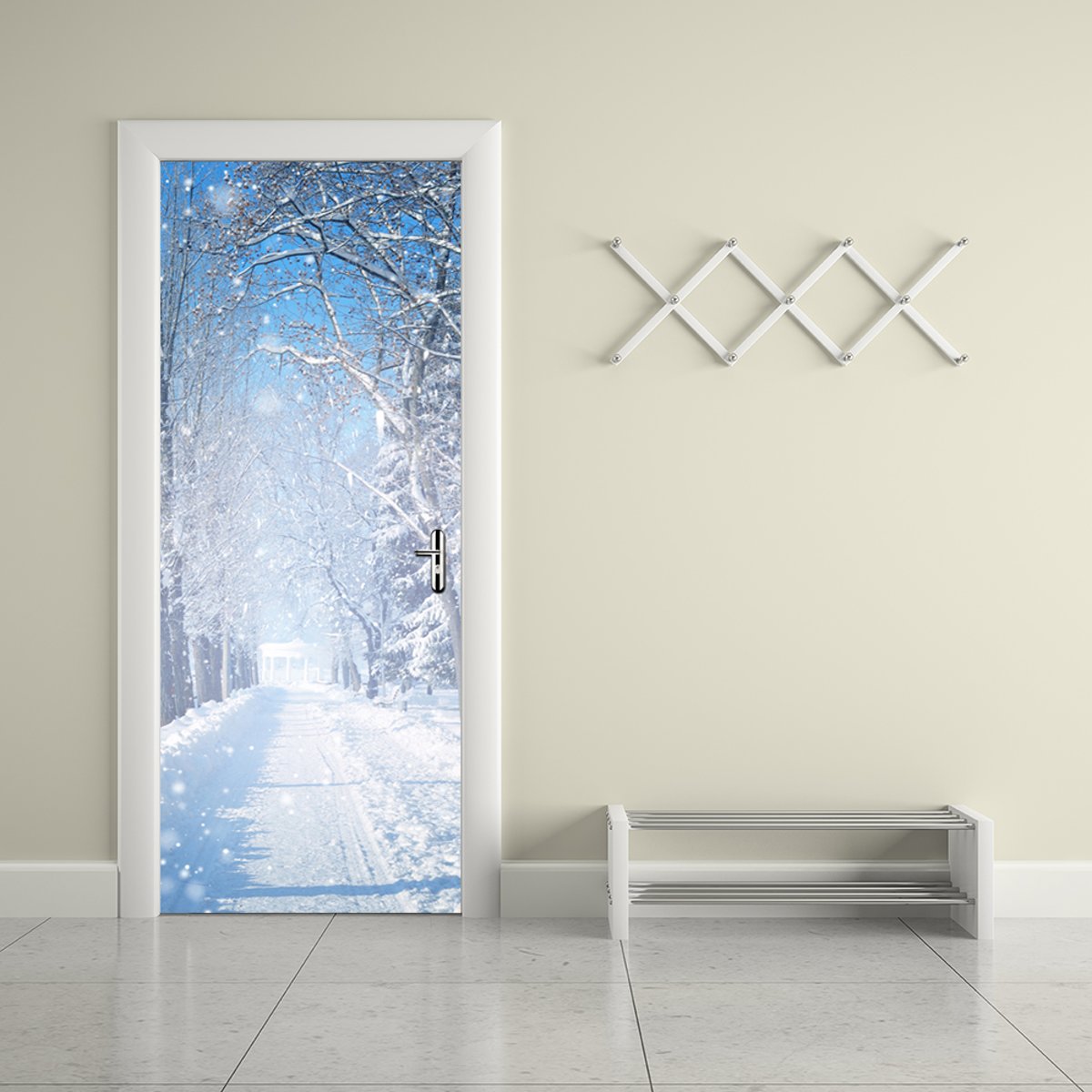 Walplus Deur Decoratie Sticker - Winter Sneeuw