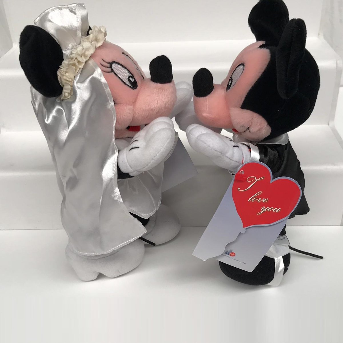 Bruid en Bruidegom Mickey Mouse en Minie Mouse (Walt Disney) knuffels 25 cm