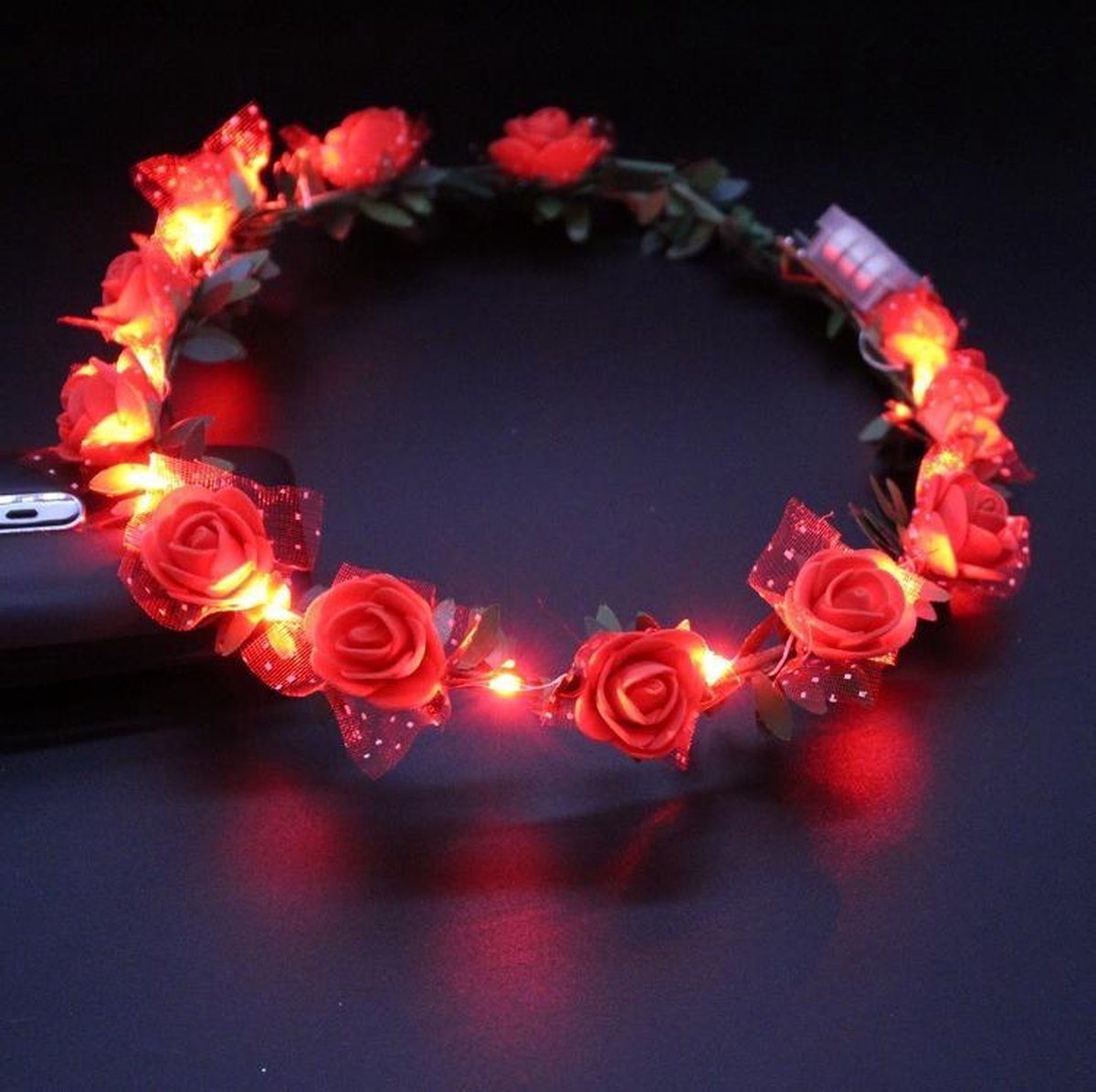 LED Tiara / Haarband Roos - Rood