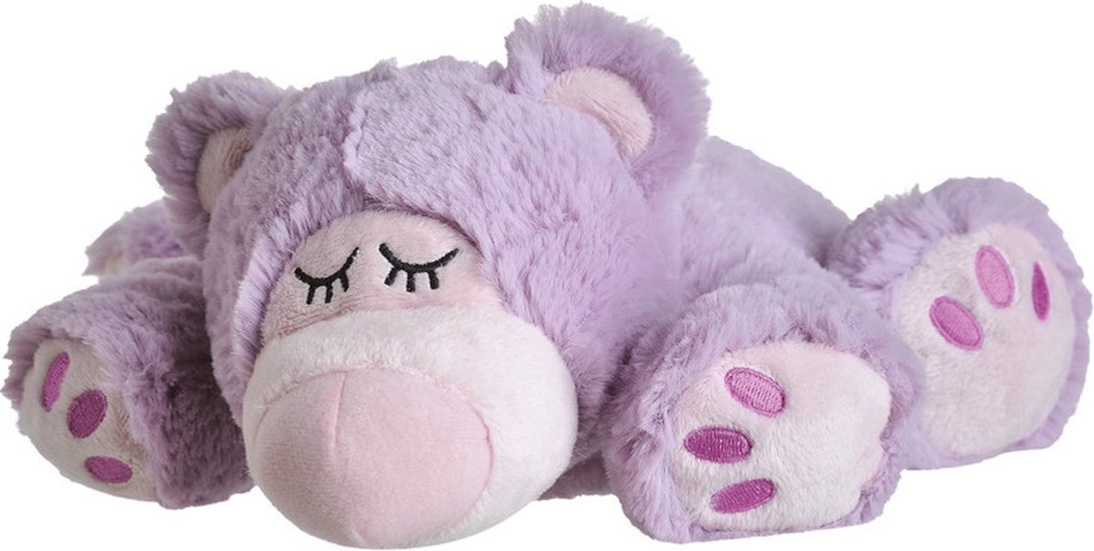 Warmte/magnetron opwarm knuffel lila teddybeer - Dieren cadeau artikelen voor kinderen - Heatpack