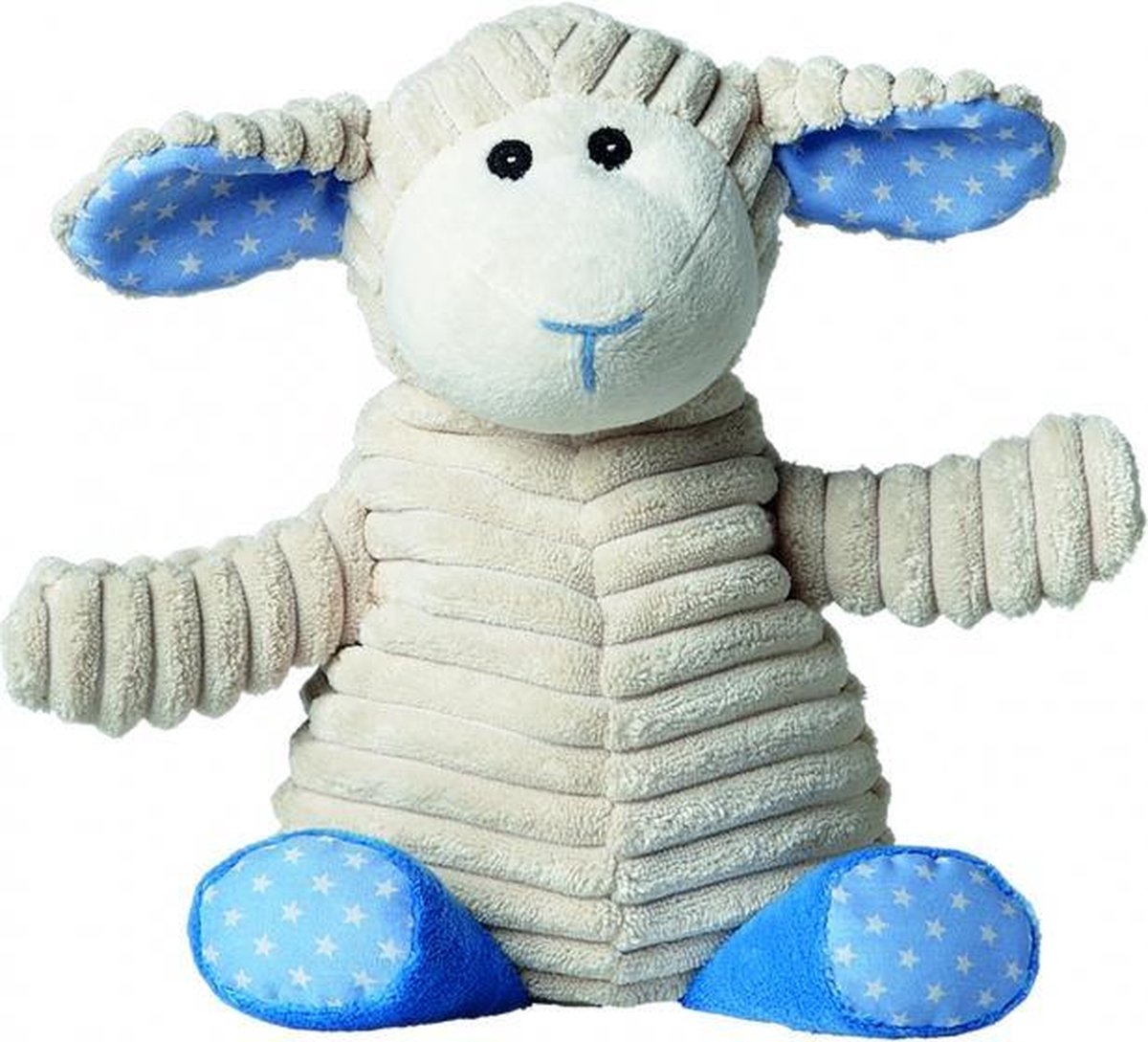 warmteknuffel lammetje 27 cm wit/blauw