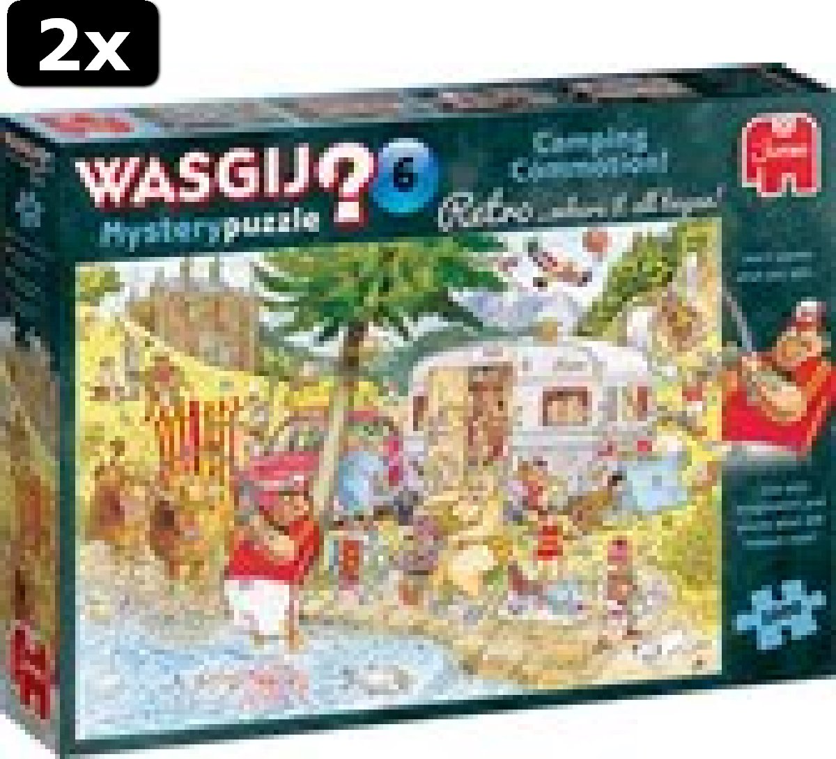 2x Wasgij Retro Mystery 6 Onrust Op De Camping! puzzel - 1000 stukjes