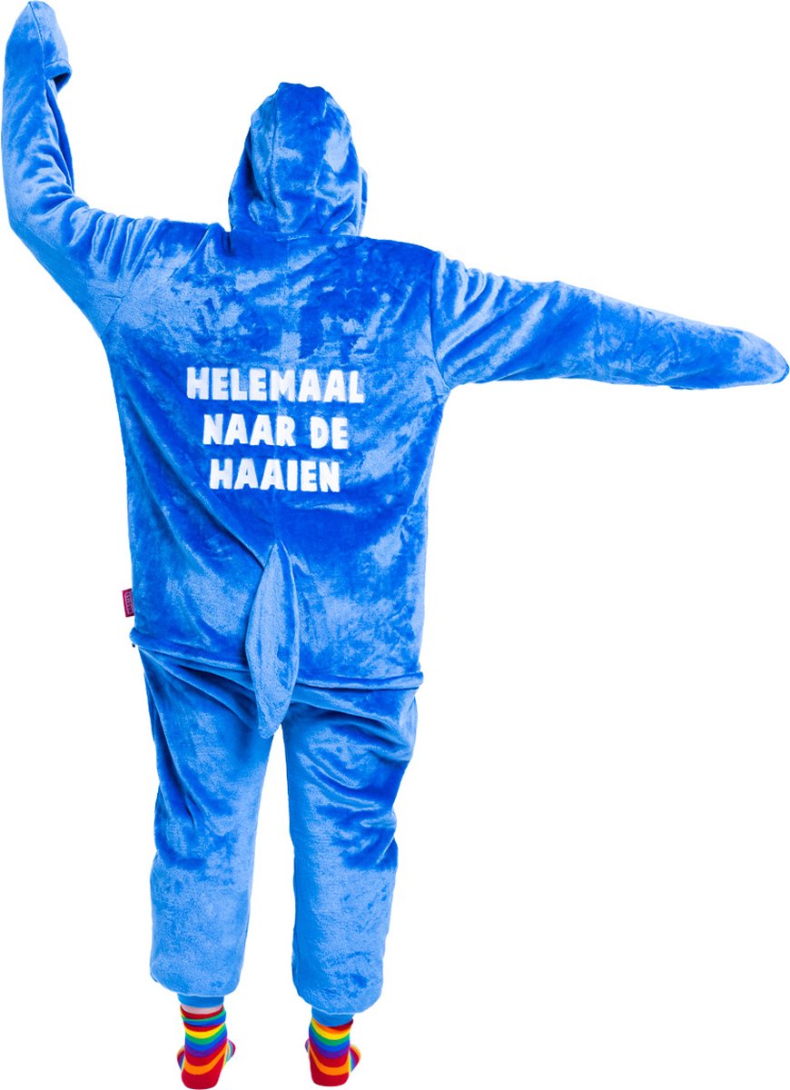 Haaien dieren onesie - verkleedkleding - carnavalskleding - Carnaval kostuum - dames - heren - volwassenen - Helemaal naar de haaien! - maat XS/S
