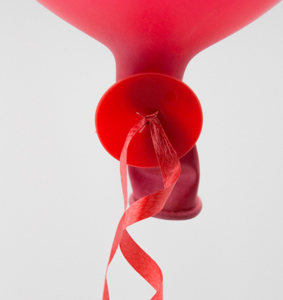 300x Automatische ballon snel sluiter met lint Rood - Ballonnen Feest Knopen