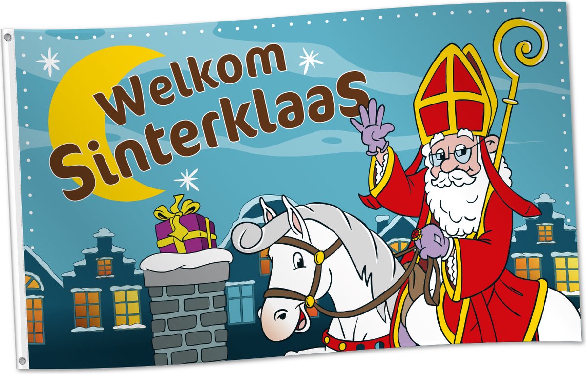 Vlag Sinterklaas 150 x 90 centimer - Sinterklaas Decoratie Versiering Piet December