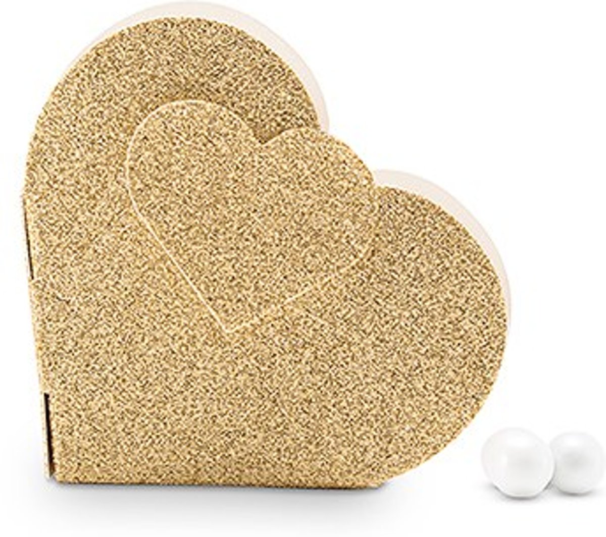 Weddingstar Bedankdoosje goud glitter hart - 10 stuks