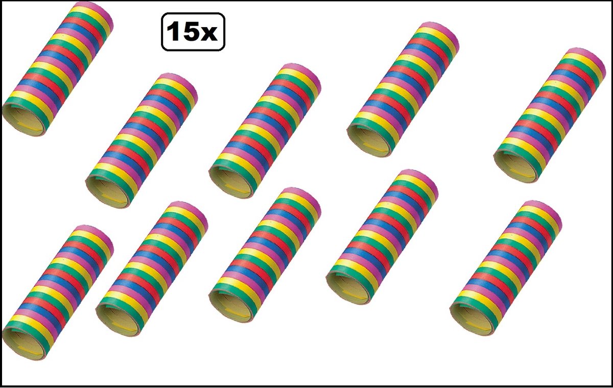 15x   rollen gekleurd - Versiering Carnaval Decoratie Optocht Serpetine Feest