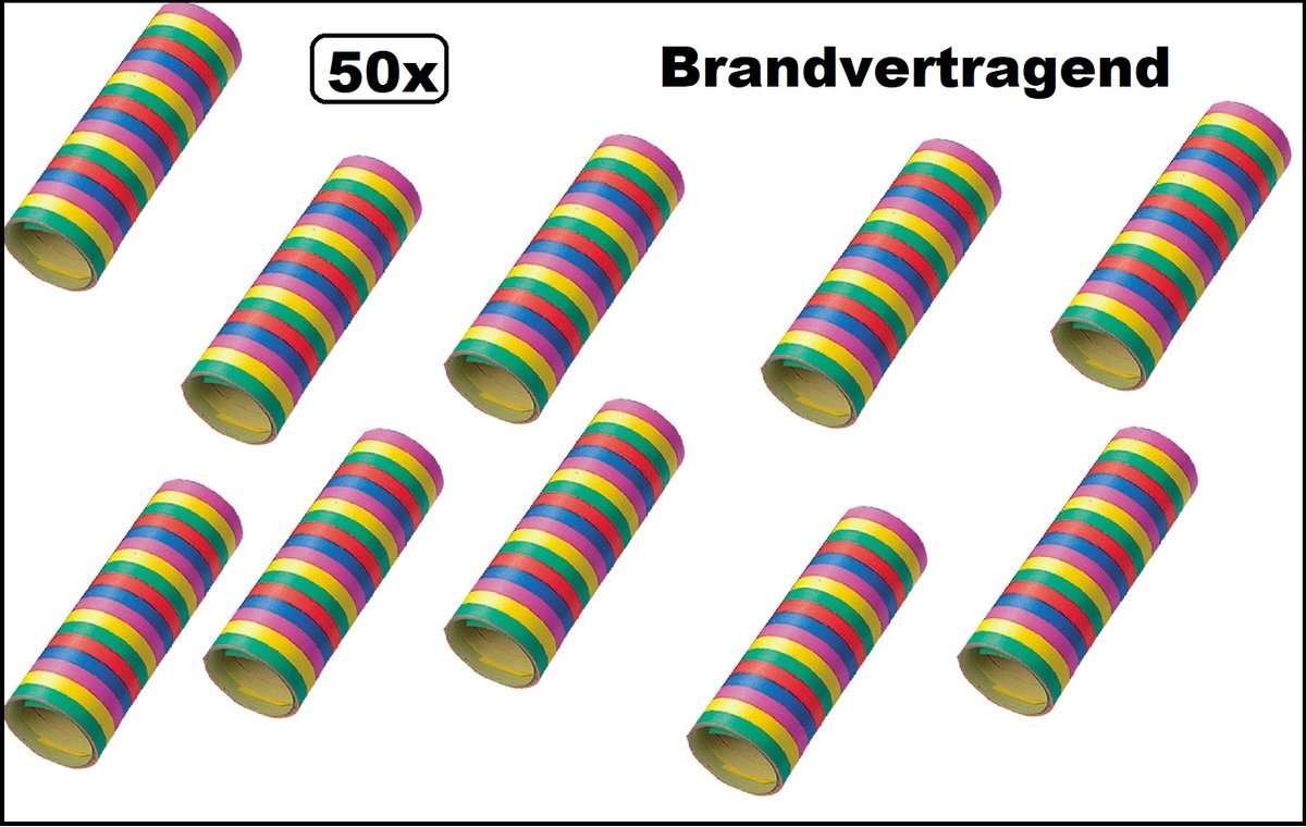 50x Brandvertragende   rollen gekleurd - papier - Brand vertragend Versiering Carnaval Decoratie Optocht Serpetine Feest