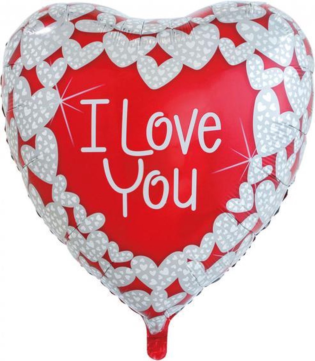 Wefiesta Folieballon I Love You Hart 92 Cm Rood/wit