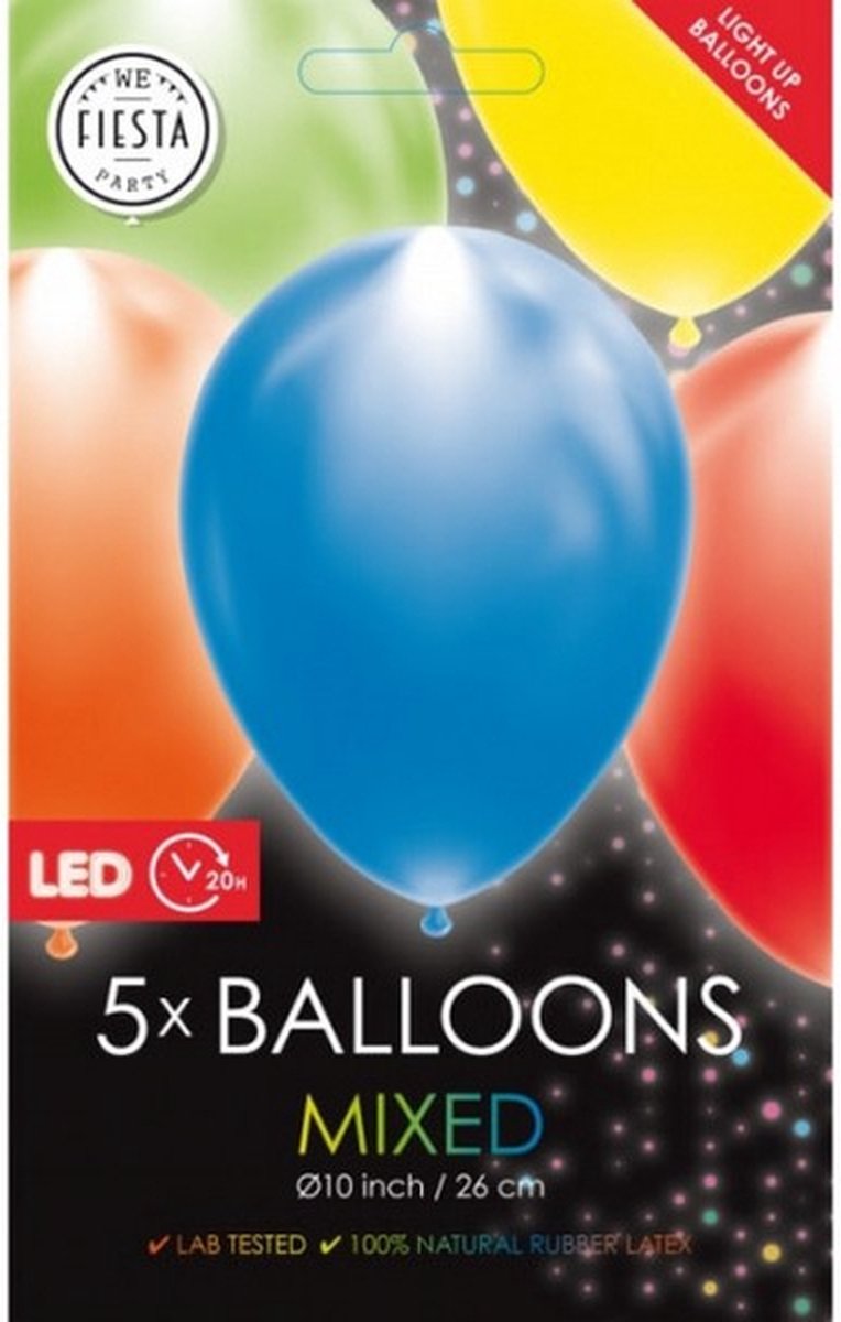 ballon led 25 cm latex 5 stuks