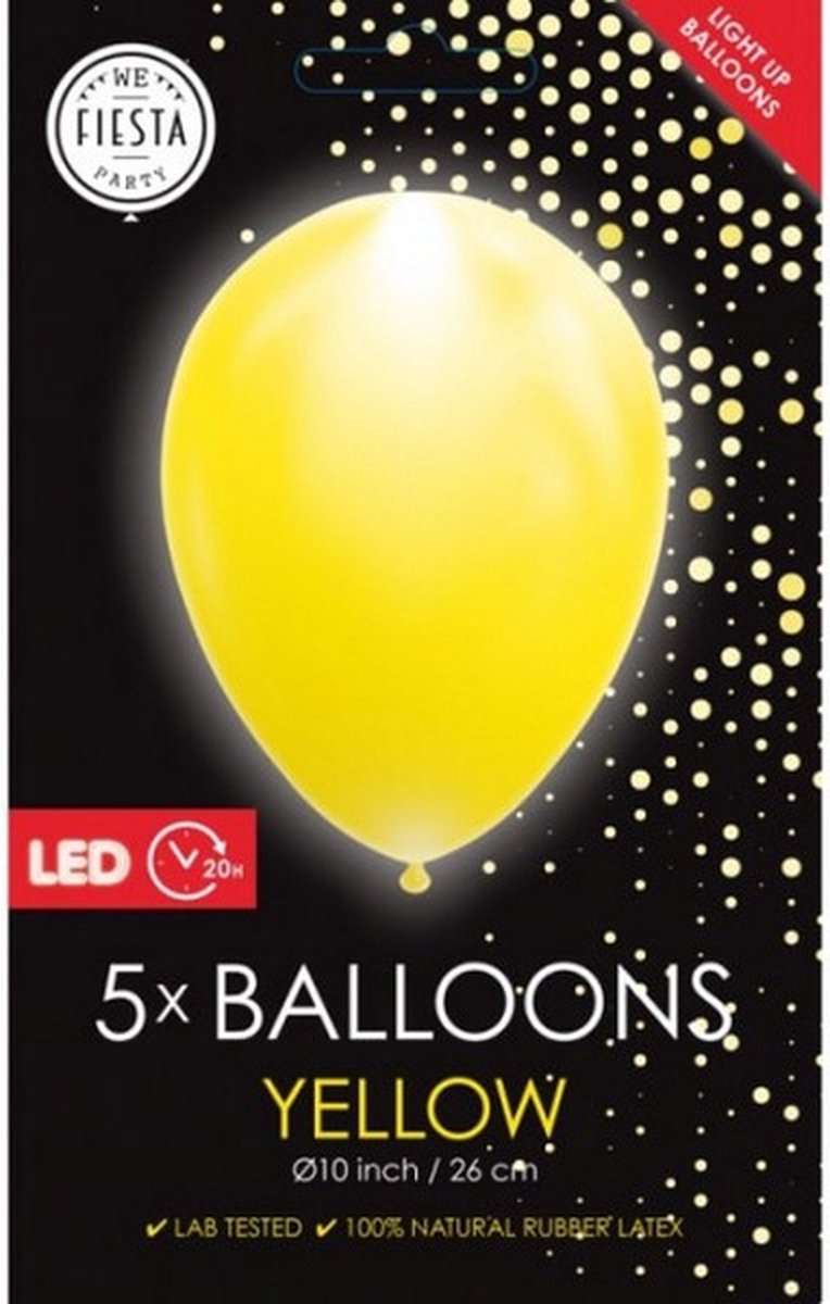 ballon led 25 cm latex geel 5 stuks