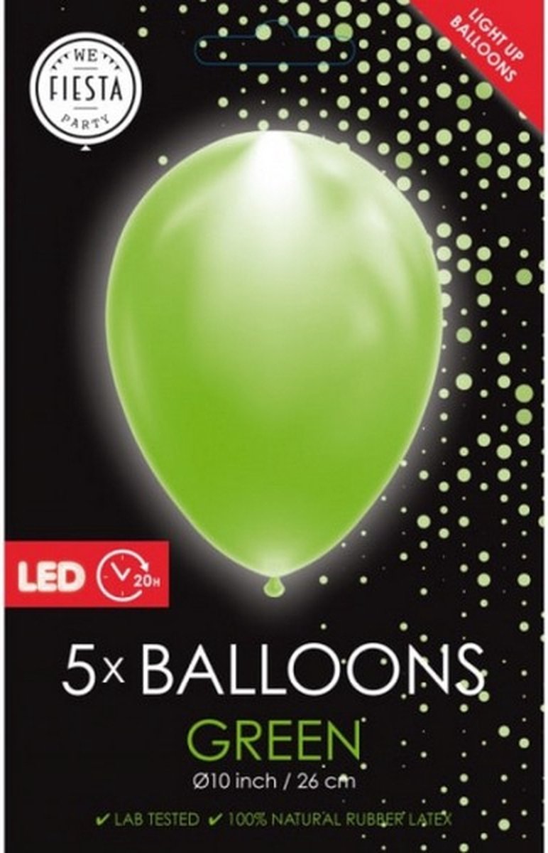 ballon led 25 cm latex groen 5 stuks