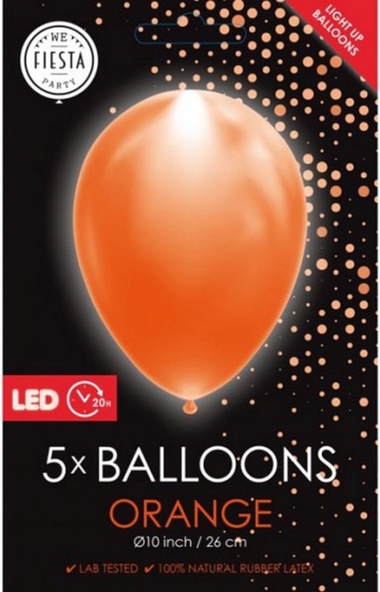 ballon led 25 cm latex oranje 5 stuks