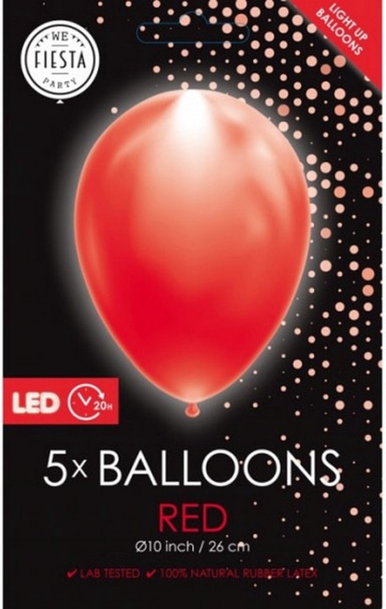 ballon led 25 cm latex rood 5 stuks