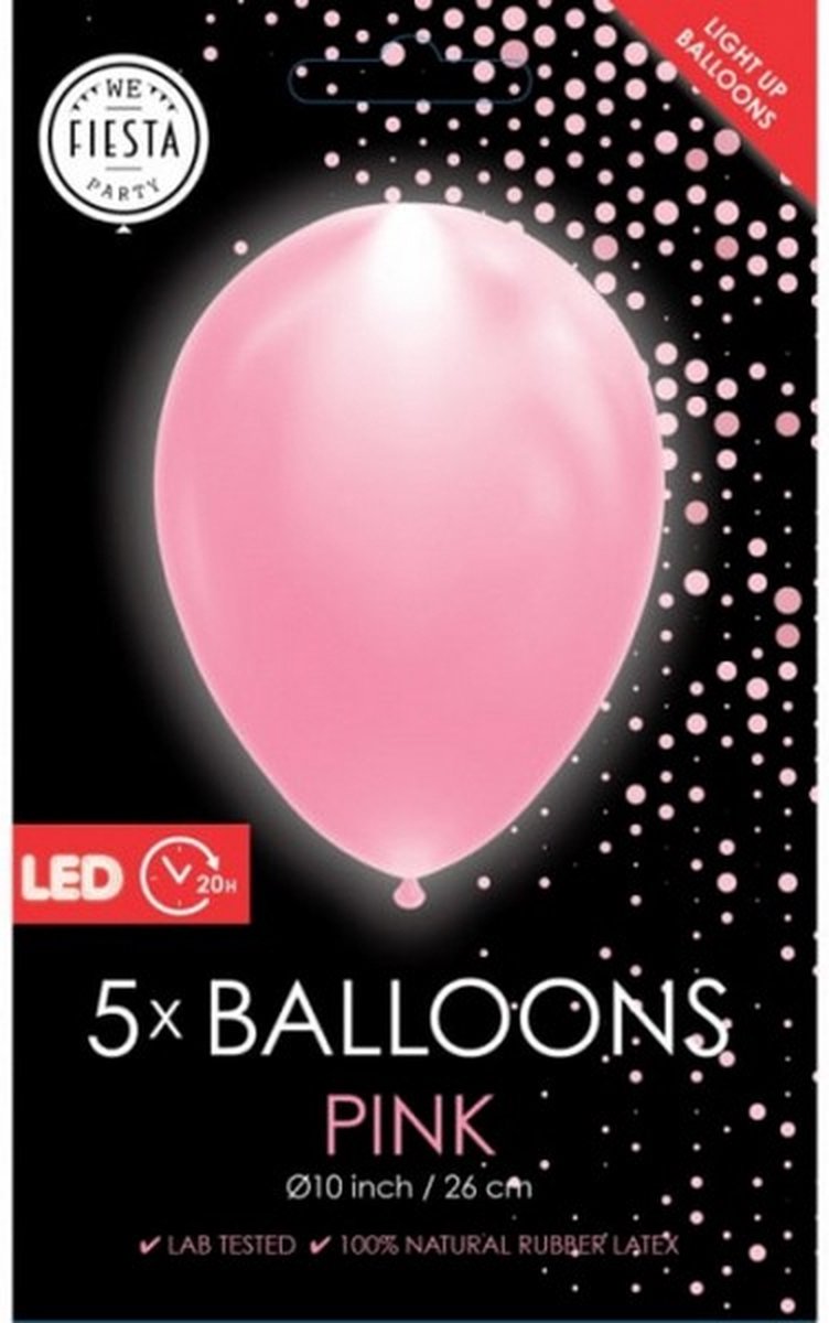 ballon led 25 cm latex roze 5 stuks