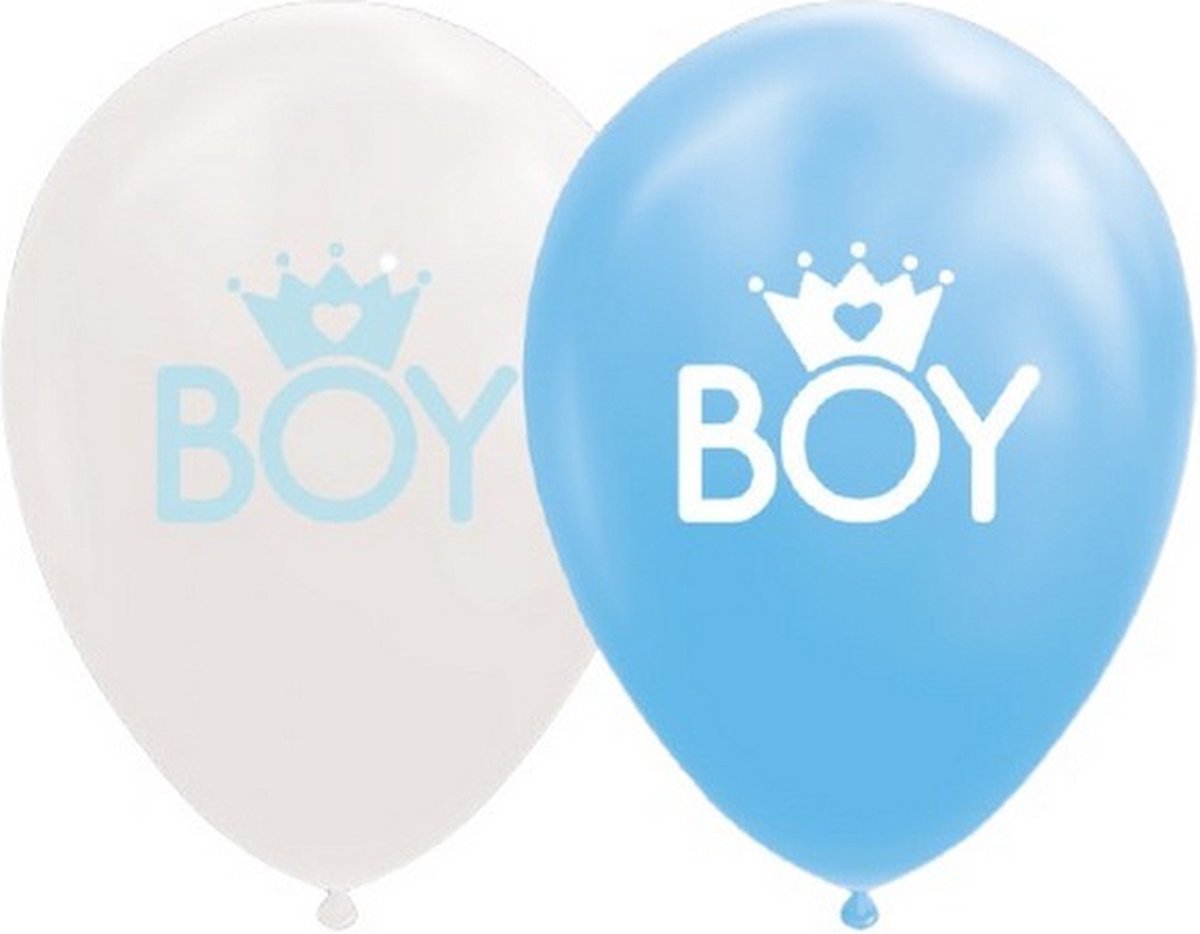 ballonnen baby boy 12 cm latex blauw/wit 8 stuks